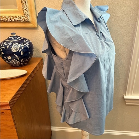 Esley V neck collar with ruffles - Picture 4 of 5
